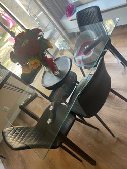 Glass Table + Chairs
