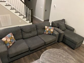 Gray Fabric Sofa with matching Chaise Set