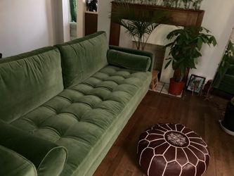 Green velvet couch by Article originally $1,500