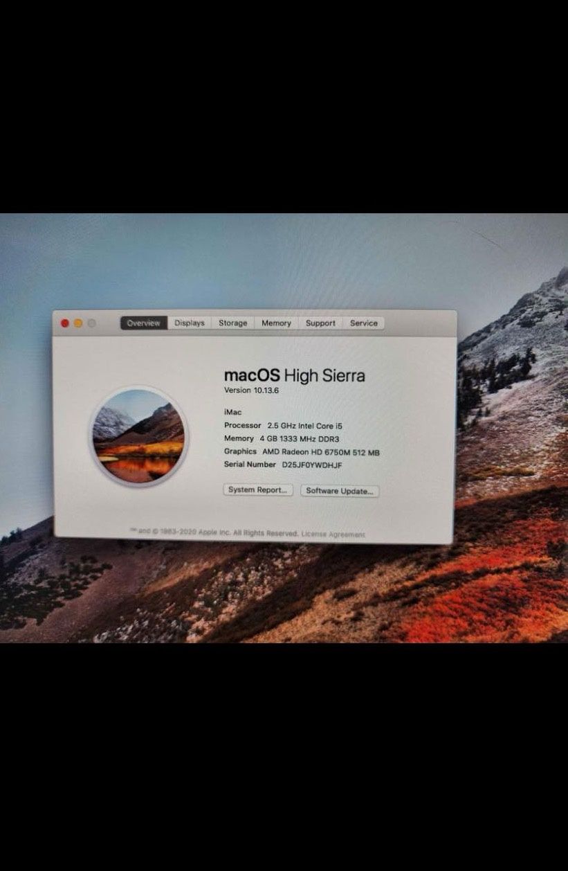 21.5" 2011 Apple iMac All-in-one Computer. High Sierra OS. Fully tested, no accounts or passwords.