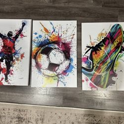 Kids Soccer Canvas Wall Art 