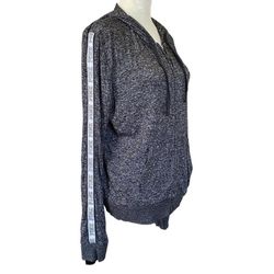 PINK Women’s Black Textured Hooded Zip Up Sweatshirt Kangaroo Pockets Medium 