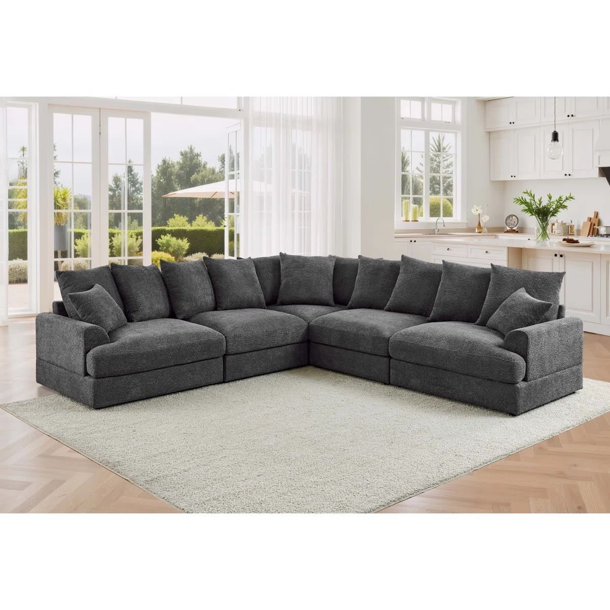 6-Seater Sectional Sofa – Dark Grey