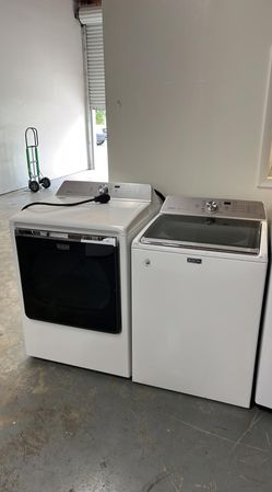 Maytag Top Load Washer + Electric Dryer Set – Glass Lid, White