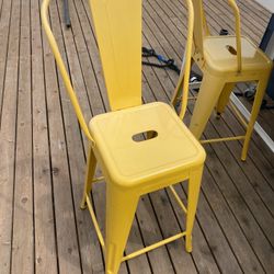 Set of 2 Yellow Outdoor Barstools