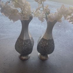 2  Silver Vases For $30