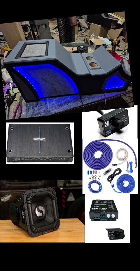 Chevy GMC Trucks 99 TO 2006 FULL BASS PACKAGE KICKER AUDIO WITH CUSTOM PORTED BOX CENTER CONSOLE Installed