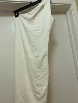 White off shoulder knee length