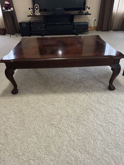 Thomasville Flame Mahogany Chippendale Ball Claw Coffee Cocktail Table 48" 