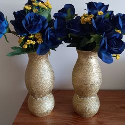 Gold Glitter Vases