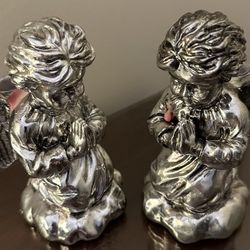 Silver Plated Angel Candlesticks (2)