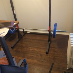 Squat Rack / Pull-up Bar, Barbell, & Plates