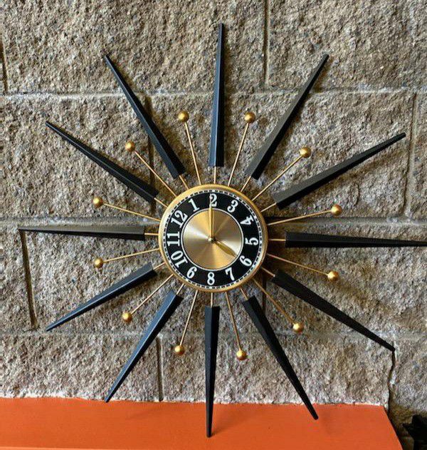 Mid Century Repro Starburst Wall Clock
