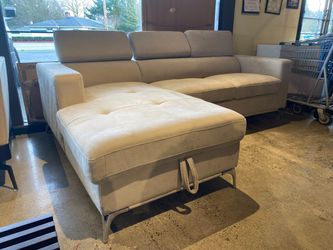 ABBYSON White Storage Sectional With Adjustable Headrest