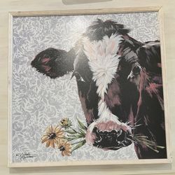 Cow & Flowers Wall Decor Painting