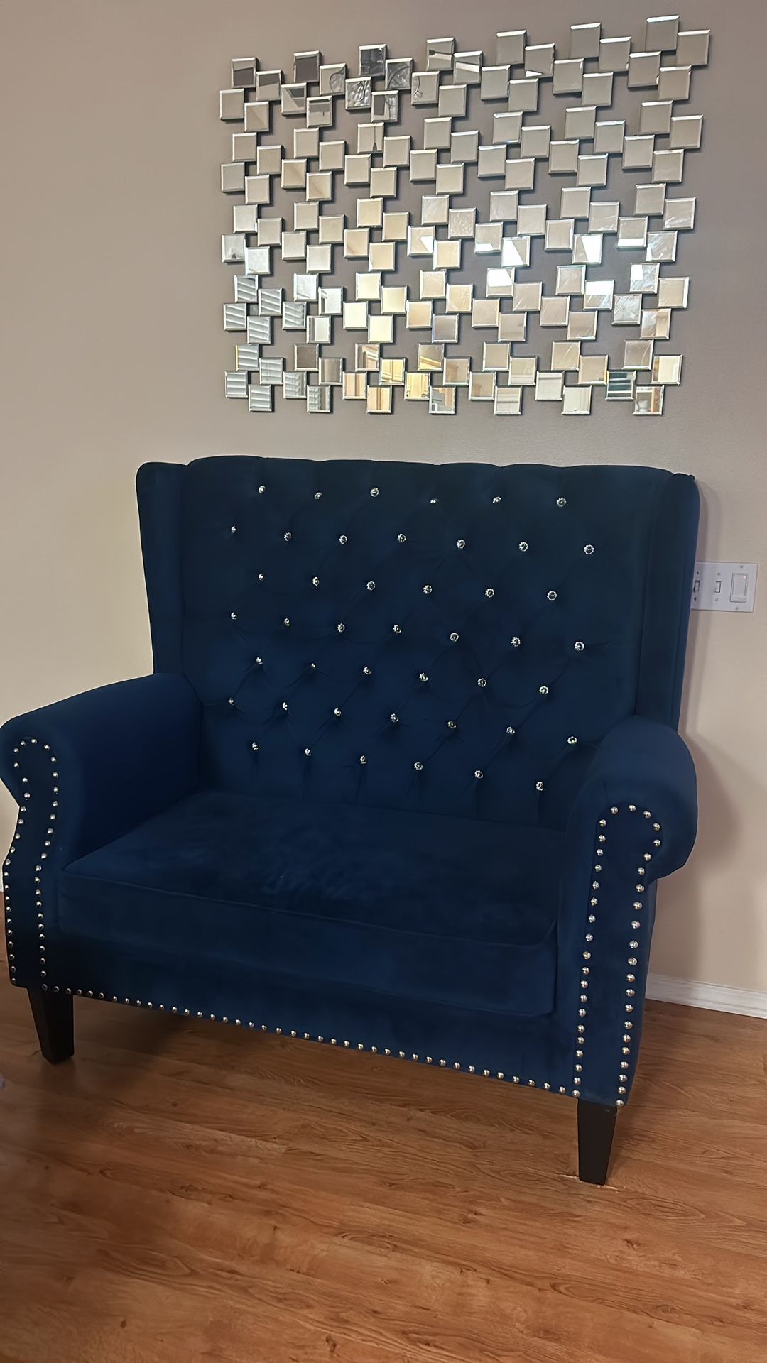 Royal Blue Oversized Chair W/Ottoman