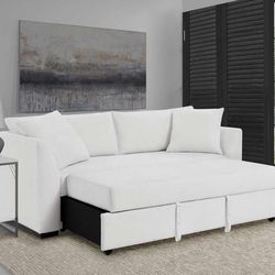 Thomasville Marion Fabric Convertible Sofa - White