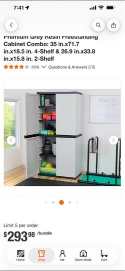 Premium Grey Resin Freestanding Cabinet Combo