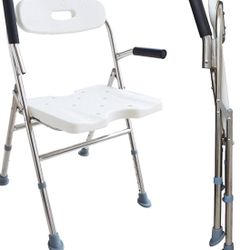 New Shower Bath Seat Adjustable Shower Chair Portable Bath Seat Shower Chair Seat Bench for Seniors Disabled Injured with Handle