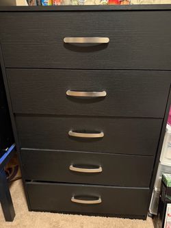Black 5-Drawer Dresser with Silver Handles (empire & Gary)