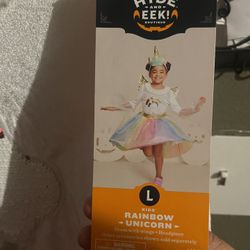 Rainbow Unicorn Girls Costume New 