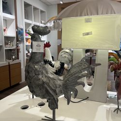 Outdoor Garden Yard Decor Metal Rustic Standing Rooster Ornament 