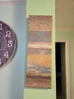 Abstract Blue And Gold Print On Canvas
