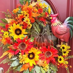 Fall Rooster Wreath