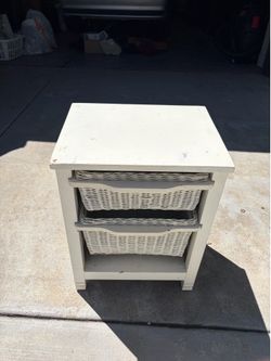 White wicker cubby