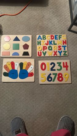Wooden Kids Learning Puzzles Set of 4