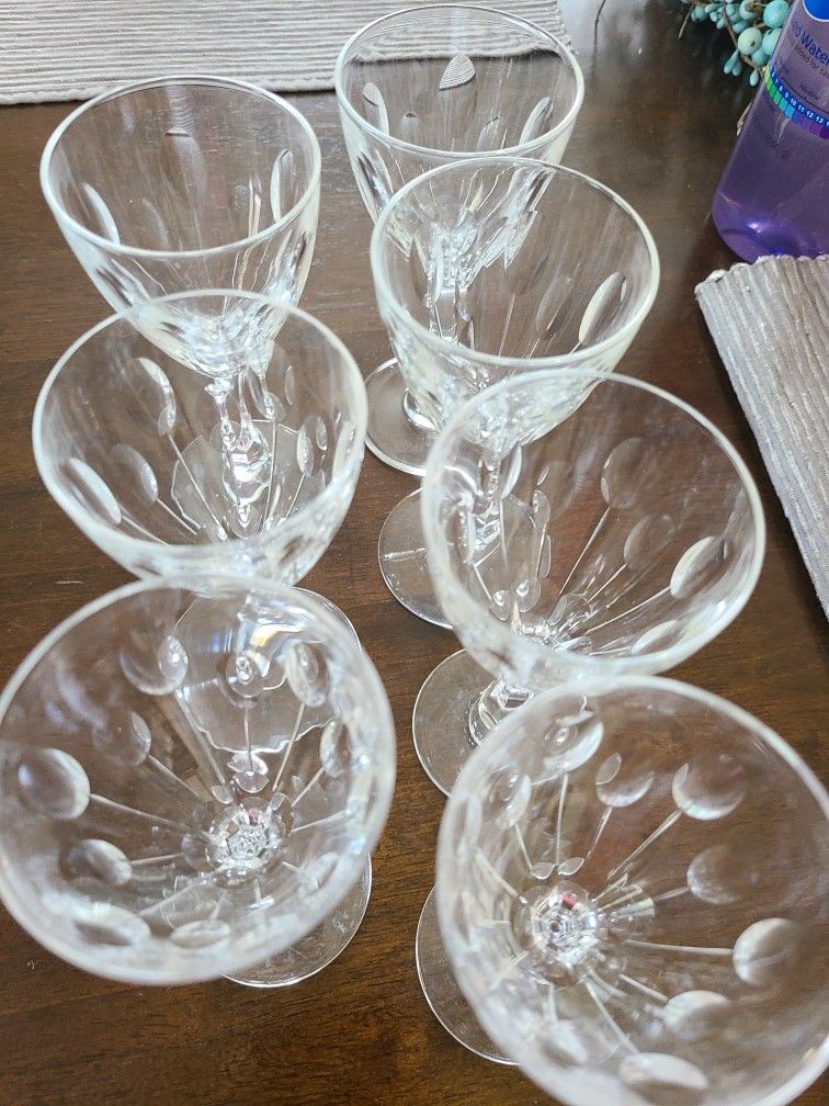 Vintage Eched Cryatal Stemmed Glass Ware
