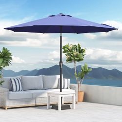 9 ft. Steel Market Crank and Tilt Patio Umbrella in Navy Blue