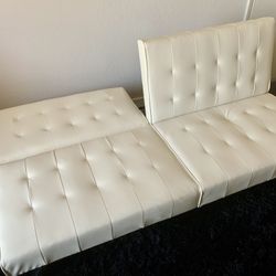 Modern White Leatherette Convertible Sofa Bed Futon