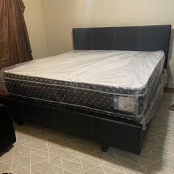 Queen Mattress Come With Bed 🛏️ Frame And Free Box Spring - Free Delivery 🚚 Today To Reasonable Distance