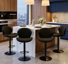 Set of 4 Modern Adjustable Bar Stools - Excellent Condition!