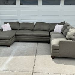 Taupe Sectional Sofa Couch Lounge Chaise Sala 