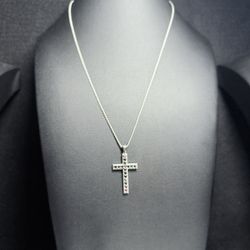 925 silver Bismark necklace & cz cross  