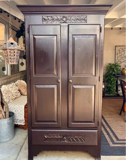 Wooden Cabinet w carved front