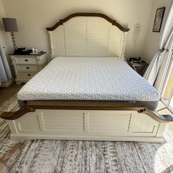 Farm Style Real Wood Bed Frame Coastal Decor
