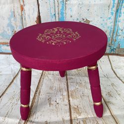 Cute Hot Pink Small Wooden Stool 