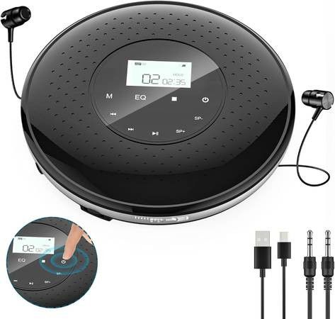 Brand New Portable Rechargeable CD Player w Touch Buttons, LCD Display, Anti Skip, AUX/3.5mm
