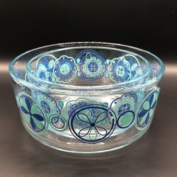 Vintage Pyrex Turquoise And Blue Daisy/ Pinwheel Design Bowls 7203 & 7201