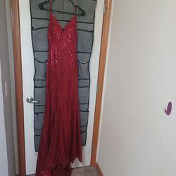 Red Sequin Prom Dress 
