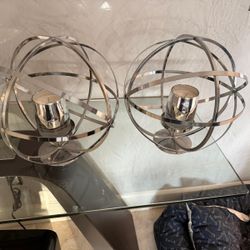 Silver Sphere Candle Holder 
