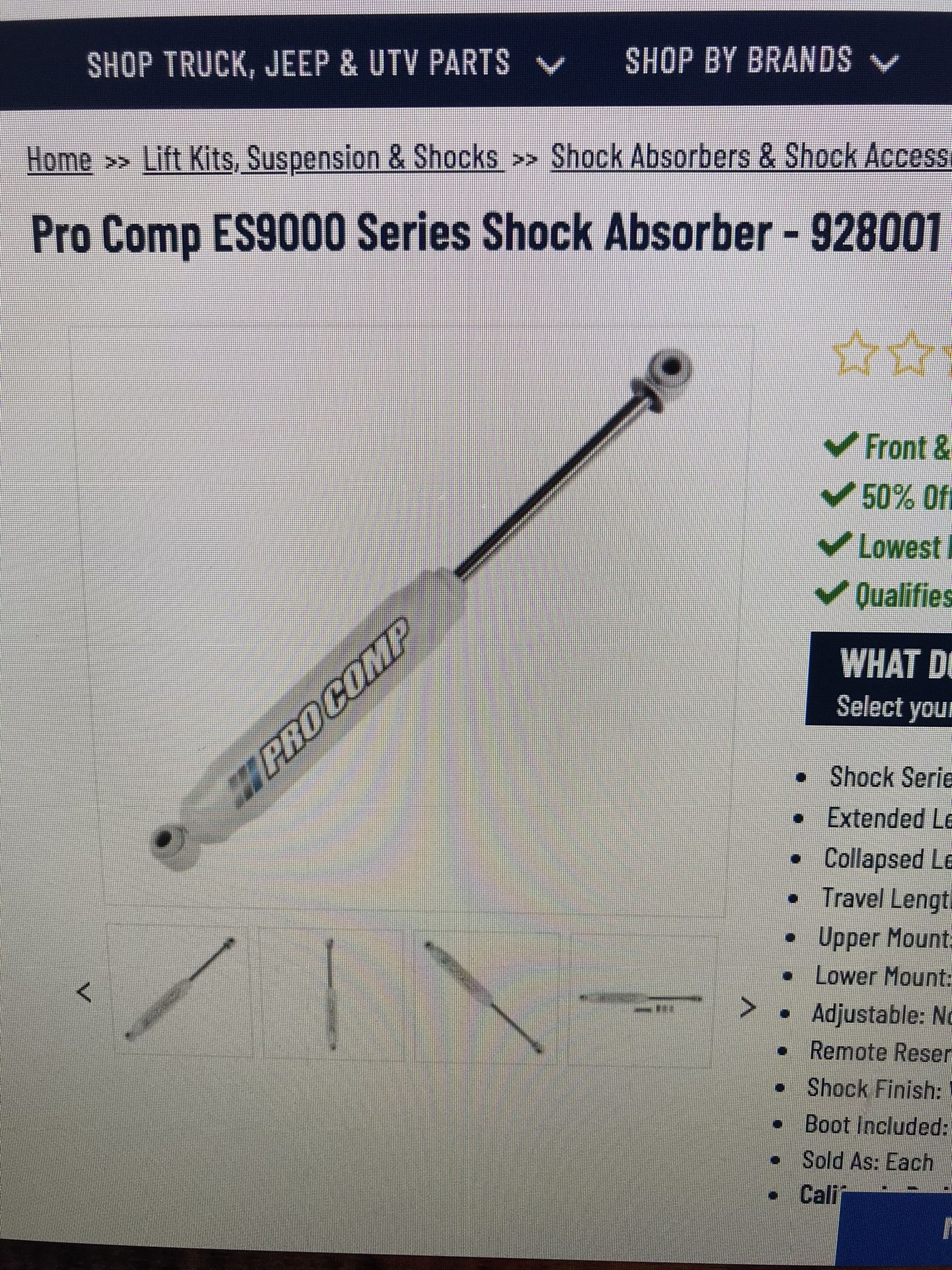 Pro comp es9000 series shock absorber-928001