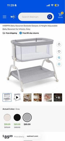 Harppa Baby Bassinet adjustable height zip up side