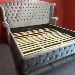 Black Or Gray Color Velvet Upholstered Tufted Design Queen Size Bedroom Furniture/King Size Bedroom Furniture 🔥 Dresser, Mirror, Nightstand, Chest, M