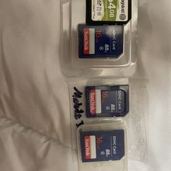 3 16GB SD CARD & 1 64GB SD LOOKING TO TRADE FOR A SMALL SIZE OF SD CARDS