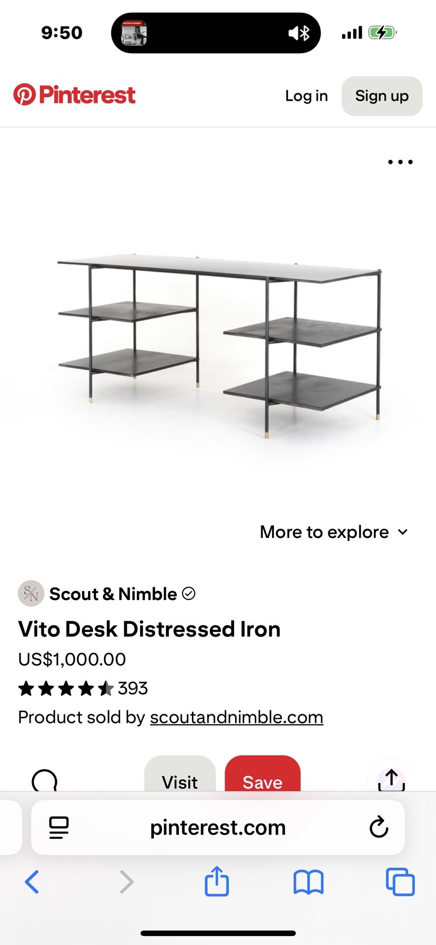 Vito Desk Distressed Iron