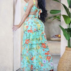 Maxi Dress Flower Print Dress